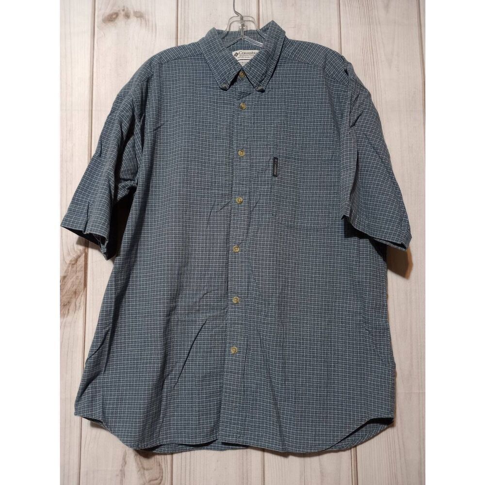 Columbia Shirt Men's Extra Large Blue Button Front Short Sleeve